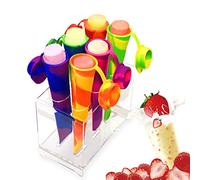 Bangp Silicone Homemade Popsicle Moulds, DIY Pure Color Popsicle Maker Moulds with Attached Lids, Pop Ice Maker, Reusable, Set of 6 with Disassemble Shelf (Colorful)