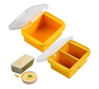 Bangp Silicone One Cup Food Container Tray - 600ml and Two Cup Soup Freezer Tray with Lid-300ml*2, Large Ice Tray for Storing Freeze Broth Sauce Meal Prep Ice Cubes (Orange1+Orange2)