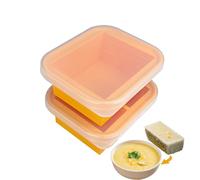 Bangp Silicone One Cup Food Container Tray and Two Cup Soup Freezer Tray with Lid, Large Ice Cube Moulds for Storing Broth Sauce Meal Prep Ice Cubes Yoghurt (Orange1+Orange2)