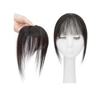 bangs 1pcs Human Hair Bangs Fringe French Temples Extensions with 4 Clips Hairpieces(#1B)
