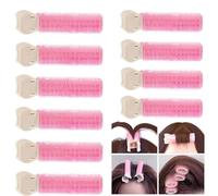 Bangs Curler 10pcs Bangs Clip Magic Curler Hand Wind Curler Bangs Plastic Curler Transformation Curler DIY Hairstyle Easy to Use Oval Shape Fluffy Hair Curler Pink