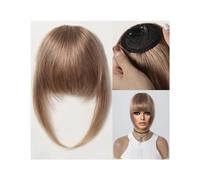 Bangs Hair 100% Human Hair Bangs Natural Dark Brown French Bangs Hair Clip in Bang Fringe with Temples Hairpiece for Women Clip on Air Bang Hair Extensions(005-3)