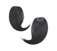 Bangs Hair 100% Human Hair Clip on Bangs With Mid Part One/Two Sides Bangs Remy Hair in Extenssion French Invisible 2PCS Fringe Hair Extensions(C)