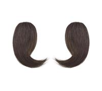 Bangs Hair 100% Human Hair Clip on Bangs With Mid Part One/Two Sides Bangs Remy Hair in Extenssion French Invisible 2PCS Fringe Hair Extensions(D)