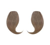Bangs Hair 100% Human Hair Clip on Bangs With Mid Part One/Two Sides Bangs Remy Hair in Extenssion French Invisible 2PCS Fringe Hair Extensions(A)