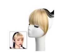 Bangs Hair 3D French Bangs Wig with Natural and Seamless Forehead Invisible Pink Highlights Top Hair patch Air Bangs Hair Extensions(1B/27HL)