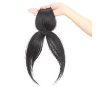 Bangs Hair Clip, Clip in Bangs Side Parted Hair Toppers for Real Human Hair 360° Cover Pieces Wispy Fake Bangs Clip in Hair Extensions for Women Daily Wear, Natural Black