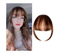 Bangs Hair Clip Fake Synthetic Air Bangs Clip-in Hair Extension Fringe Natural False Blunt Hairpiece Clip in Front Neat air bangs with with Temples for Women Clip in Bangs (Size : Talla nica, Color