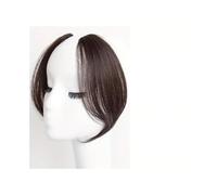 Bangs Hair Clip Human Hair Invisible Synthetic Side Bangs Clip In Extension 2Pcs/Set Middle Part Bangs with Easy BB Clip-In for Daily Wear(Dark Brown)