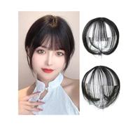 Bangs Hair Clip In 3D Air Bangs Natural Looking Hair Bangs For Women Girls Two Piece Clip On Fringe Hair Extensions Part Wig Hair Extensions(Natural black)