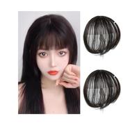 Bangs Hair Clip In 3D Air Bangs Natural Looking Hair Bangs For Women Girls Two Piece Clip On Fringe Hair Extensions Part Wig Hair Extensions(Brown black)
