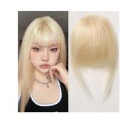 Bangs Hair Clip in Bangs Remy Human Hair Wispy Bang Extention Fringe with Temples Blonde Glonde Hairpiece for Women Clip on Air Bang 4.5in Hair Extensions(HLH1004-5)