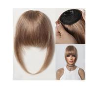 Bangs Hair Hair Clip in Bangs 100% Human Hair Bangs Natural Brown French Bang Fringe with Temples Flat Neat Fake Thick Hairpieces for Women Hair Extensions(005-3)