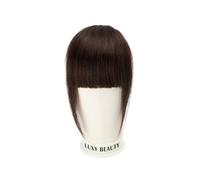 Bangs Hair Human Hair Bangs 3 Clips 3D Blunt Cut Natural Hair Bangs OverHead Clip in Hair Extensions Non-Remy 2.5"x4.5" Black Brown Blonde Hair Extensions(Darkest Brown 02)