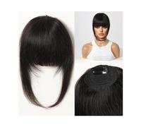 Bangs Hair Human Hair Bangs Fringe Hairpieces Blunt Cut Natural Air Bangs Over Head Clip In Hair Extensions Black Brown Remy Hair for Women Hair Extensions(HLH1005-1)