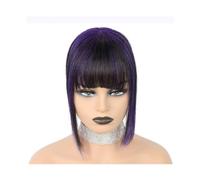 Bangs Hair Human Hair with Bangs for Women Fringe Clip in Bangs Hair Pieces with Thining Hair Thick Hairpieces Adding Extra Hair Extensions Hair Extensions(Purple)