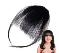 Bangs Hair Piece - Human Hair Clip, Natural Temple Extensions | Wispy Fringe Wig Patch For Women, Lightweight Real Hair Bangs For Makeup Look Enhancement, Quick Fix Styling For Photoshoots, Daily