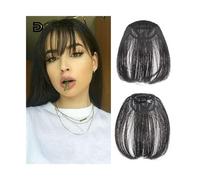 Bangs Hair Synthetic Clip-In Air Hair Bangs Extension Natural Short Black Neat Straight Bangs Hair Extensions Heat Resistant Fake Bangs Hair Extensions(Mn42-2)