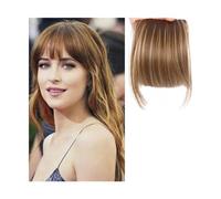 Bangs Hair Synthetic Fake Blunt Hair Bangs 2 Clips in Hair Extension Neat Front Fake Fringe False Hairpiece for Women Clip in Bangs Hair Extensions(D)