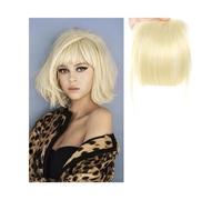 Bangs Hair Synthetic Fake Blunt Hair Bangs 2 Clips in Hair Extension Neat Front Fake Fringe False Hairpiece for Women Clip in Bangs Hair Extensions(H)