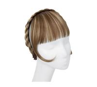 Bangs Hair Synthetic Headband Bangs Extension Fake Hair Blunt Fringe with Long Sides for Women Natural False Black Brown Blonde Bang Hair Extensions(10H24B)