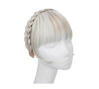 Bangs Hair Synthetic Headband Bangs Extension Fake Hair Blunt Fringe with Long Sides for Women Natural False Black Brown Blonde Bang Hair Extensions(Cold Blonde)