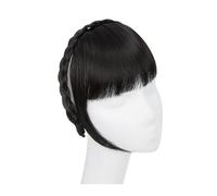Bangs Hair Synthetic Headband Bangs Extension Fake Hair Blunt Fringe with Long Sides for Women Natural False Black Brown Blonde Bang Hair Extensions(2)