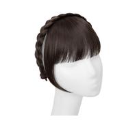 Bangs Hair Synthetic Headband Bangs Extension Fake Hair Blunt Fringe with Long Sides for Women Natural False Black Brown Blonde Bang Hair Extensions(6)