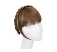 Bangs Hair Synthetic Headband Bangs Extension Fake Hair Blunt Fringe with Long Sides for Women Natural False Black Brown Blonde Bang Hair Extensions(10)