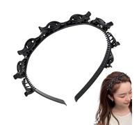 Bangs Hairpin Headband, Hairband with Clips, Professional Weave Bangs Clip, Elegant Double Layer Plait Hair Tool, Toothed Headband Braid Tool, Bangs Hairstyle Headband For Women Girls Mother's Day
