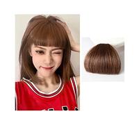 Bangs Natural Synthetic Hair Flat Bangs/Fringe Mini Fake Bangs Fashion One Pieces Clip-in Air Extension For Women Hairstyle(Light brown)