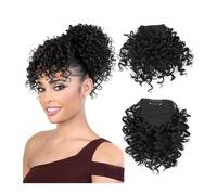 Bangs Wig Curly Bangs for Black Women Short Afro Kinky Curly Bangs Clip In Bangs Daily Use Bangs Hair Clip (197-1B,6 Inch)