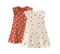 BANGSAUR Girls' Nighties, Flutter Sleeve Nightwear, Cotton Sleepshirts Nightdress, 2-Pack 3-10 Years Purple Dot Yellow Pineapple 3-4T