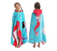 BANGSAUR Hooded Towel for Kids, 100% Cotton Soft and Absorbent, Pool Bath Beach Swim Towel Wrap, Bathrobe Coverups for Girls and Boys, Extra Large:30"×50"(Mermaid)