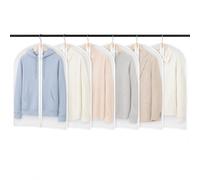 BangShou 6 Pack Clothes Cover, Dustproof Clear Garment Suit Cover, PEVA Dresses Coat Protector Bags,Waterproof Closet Organizer Washable (60 x 80 cm)