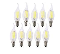 BANGSHUO Pack 10 E14 Vintage Candelabra LED Bulb 4W C35 400 Lumens Cool White 6000K Chandelier Light Bulbs C35 Filament LED Candle Bulb Flame Tip No Dimmable