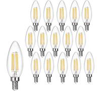 BANGSHUO Pack 15 E14 Vintage Candelabra LED Bulbs 4W C35 400 Lumens Warm White 2700K LED Chandelier Light Bulbs E14 40W Equivalent,C35 Filament LED Candle Bulb E14 No Dimmable