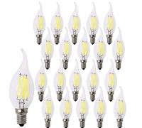 BANGSHUO Pack 20 E14 Vintage Candelabra LED Bulbs 4W C35 400 Lumens Cool White 6000K LED Chandelier Light Bulbs E14 40W Equivalent,C35 Filament LED Candle Bulb E14 Flame Tip No Dimmable