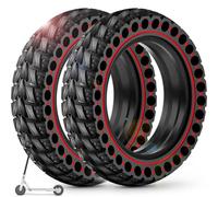 BANGTING 2PCS 50/75-6.1 Solid Tyre for Electric Scooter, 8.5x2 inch E Scooter Tyres, 8 1/2 x2 Replacement Tire Compatible with Xiaomi 3 Lite / 3 / Pro 2 / 1s / M365 / M365 Pro (Red (No tools))