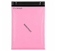 BANGYPOST Baby Pink Poly Mailer Bags - 100 Pack Strong Self Seal Postal Bags for Shipping, Parcel, Delivery & Packaging, Waterproof Courier Mailing Envelopes, 17 x 24 Inch