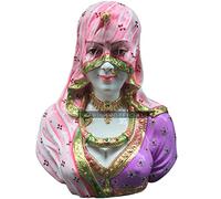 Bani Thani Bust Statue Large 15 inches Murti The Indian Mona Lisa Bust Marble Sculpture Traditional Indian Women Figurine Bust Multicolor Jewelry Clothes Figurine Perfect for Home Office Decor Gifts