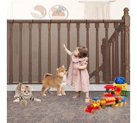 Banister Guard for Baby - 13ft x 3ft Pet Balcony Safety Net, Railing Guard for Stair Railing Balcony Banister Guard. Railing Safety Guard for Kids, Small Pets, Toys - Easy to Install (Brown)