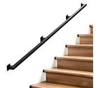 Banister Handrails for Stairs, Hand Rails Stairs, Black Bannister Rail for Stairs Handrail, Wall Mounted Stair with Fittings, Non-Slip Handrails for Indoor Outdoor Steps(16.4ft/5m)
