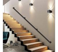 Banister Handrails for Stairs, Whnoorher Black Stairs Handrail Railing, Safety Wall Mounted Hand, Industrial Wrought Iron Support Rod, for Indoor Outdoor Steps(7ft/210cm)