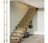 Banister Rails Modern Stair Railing System - Metal Balusters with Square Columns for Indoor & Attic Use, Ceiling/Floor Mount Handrail Posts, Hardware Included,N(Size:110cm,Color:Gold)