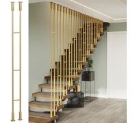 Banister Rails Modern Stair Railing System - Metal Balusters with Square Columns for Indoor & Attic Use, Ceiling/Floor Mount Handrail Posts, Hardware Included(Gold(1 Pc),H-150cm(4.9ft))