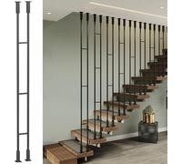 Banister Rails Modern Stair Railing System - Metal Balusters with Square Columns for Indoor & Attic Use, Ceiling/Floor Mount Handrail Posts, Hardware Included(Black(1 Pc),H-130cm(4.3ft))