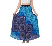 Banjamath® Women's Long Bohemian Style Gypsy Boho Hippie Skirt, Blue Honeycomb, XL