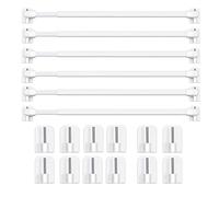 BANJILI 6Pcs Net Curtain Rods Extendable Curtain Rod with 12Pcs Plastic Sticky End Window Hook for Home Bathroom、Windows (40-70CM/15.7-27.5Inch(2pcs))