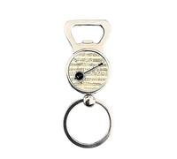 Banjo Bottle Opener Keyring - 32mm Metal Alloy Keychain with Vintage Sheet Music Design - Polished Silver Gift for Banjo Players, Folk Musicians, Bluegrass Fans & Music Lovers - Presentation Gift Bag